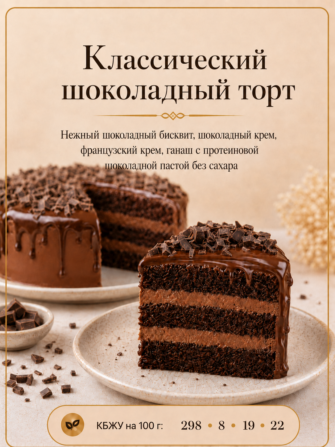 Классический шоколадный торт — Торты, ПП без сахара